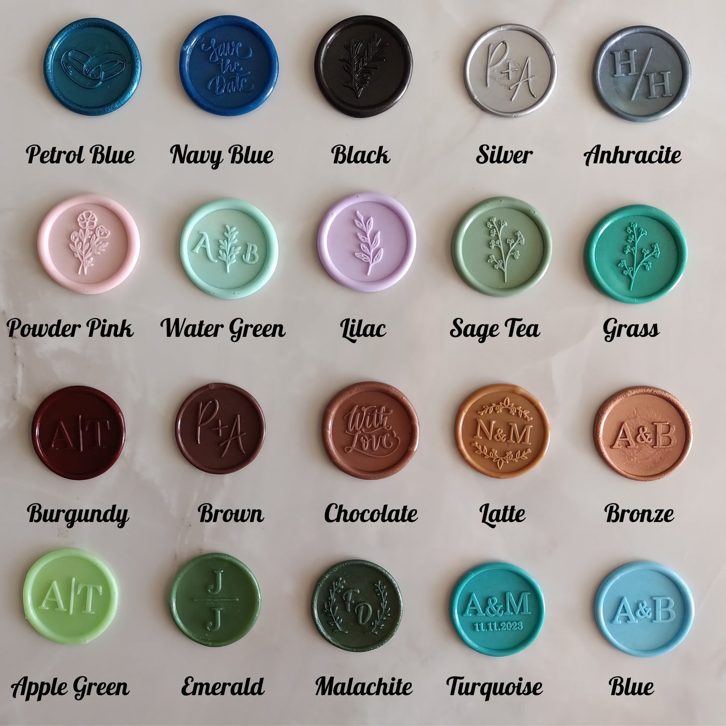 Custom Handmade Wax Seal, 40 Colors Wax Seals Self-Adhesive Backing, 60 Designs, Personalized Design Wax Seal